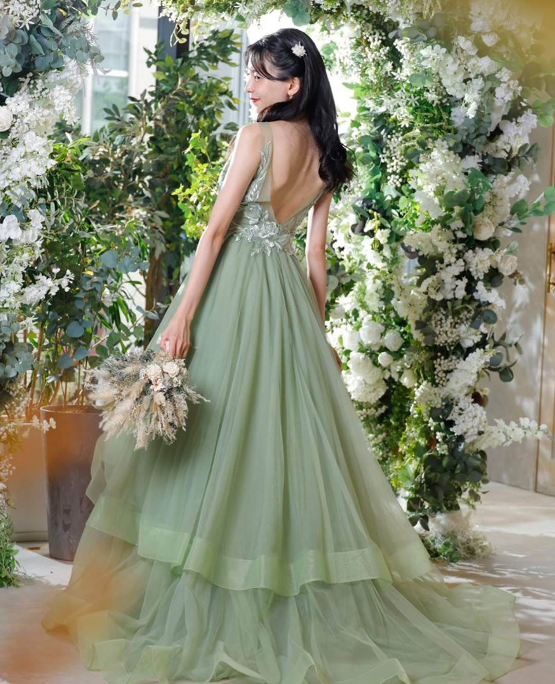 ミントのカラードレス