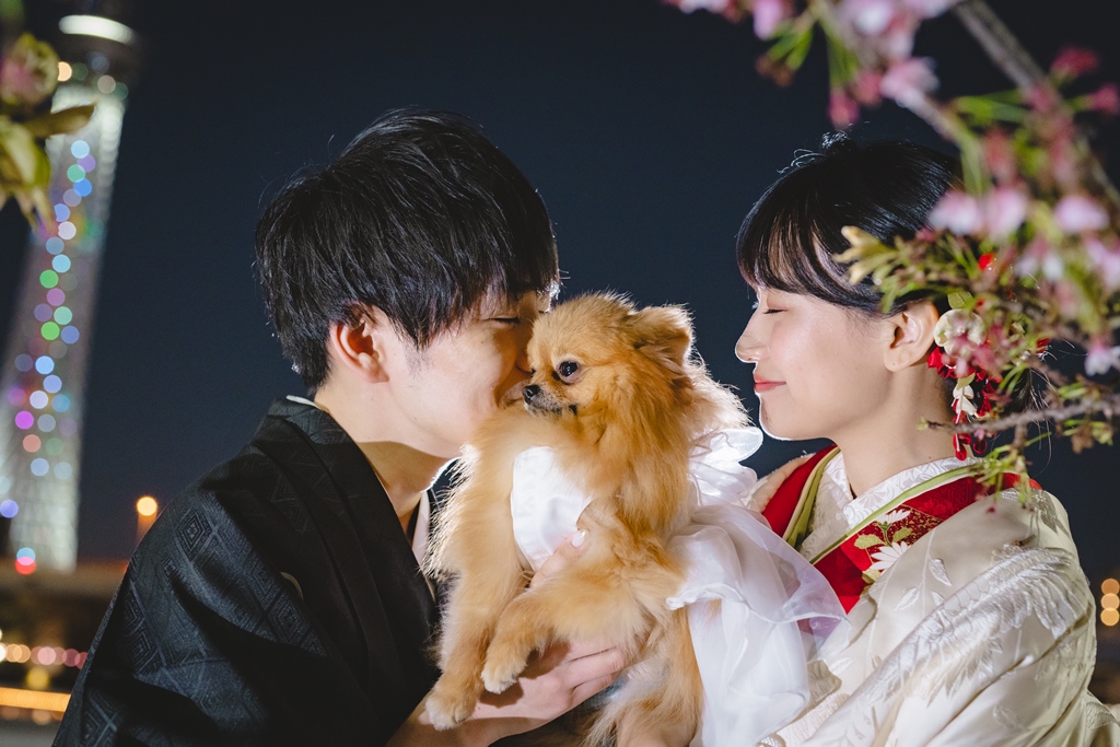 愛犬とスカイツリーで撮った結婚写真