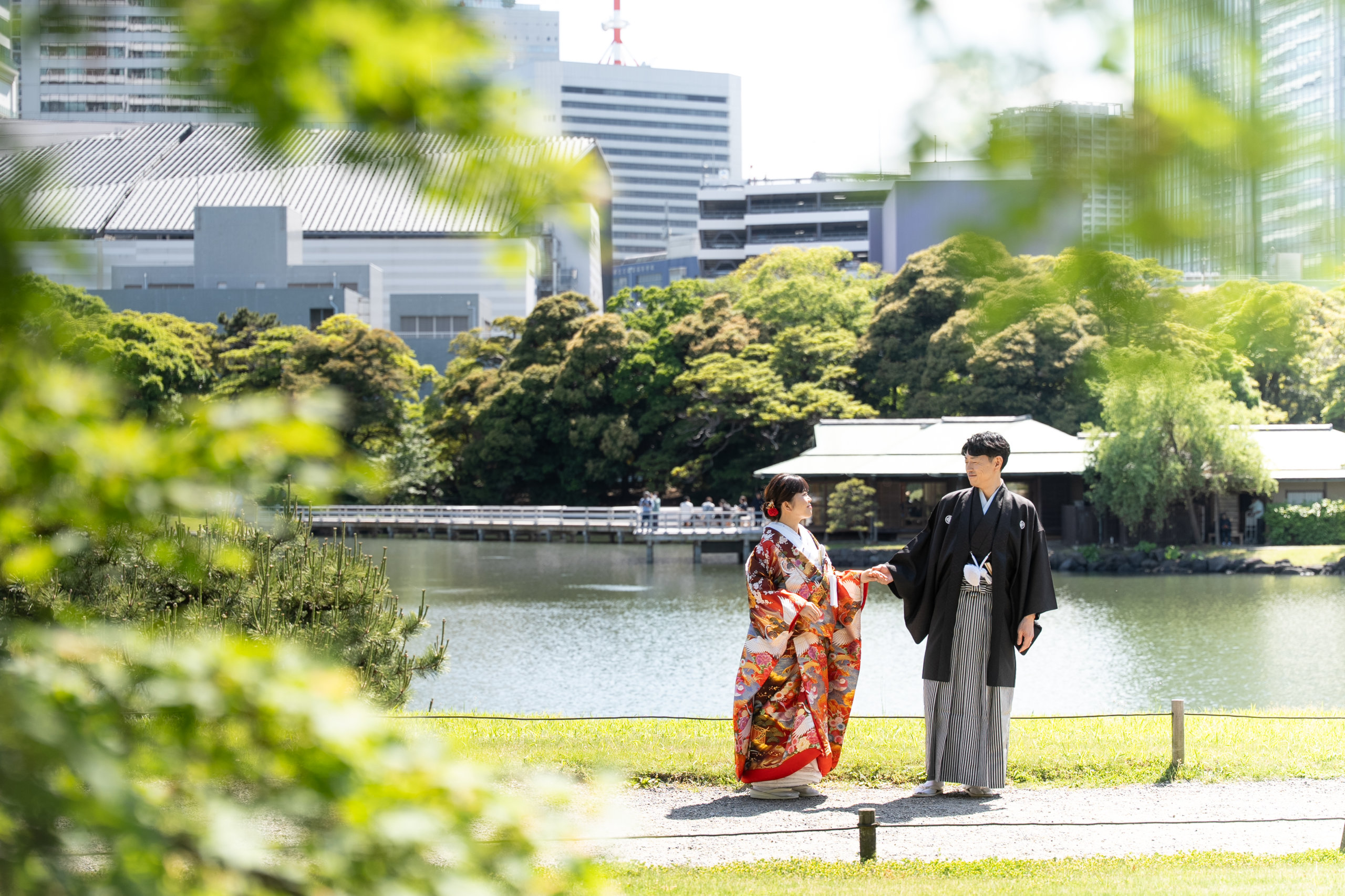 浜離宮恩賜庭園で叶える色打掛の和装前撮り|東京フォトウェディング